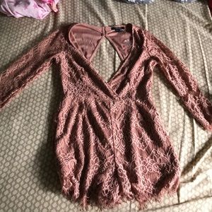 Pink lace romper